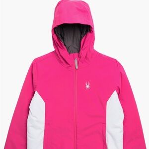 Spyder Fuchsia and White Hooded Ski Jacket